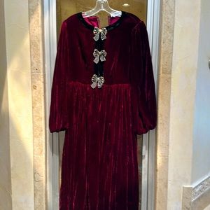 Saloni Dupe Velvet Bow Dress size L